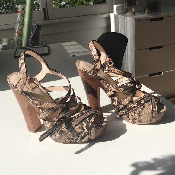 Coach Python Snakeskin Platform Heels - Picture 2 of 8